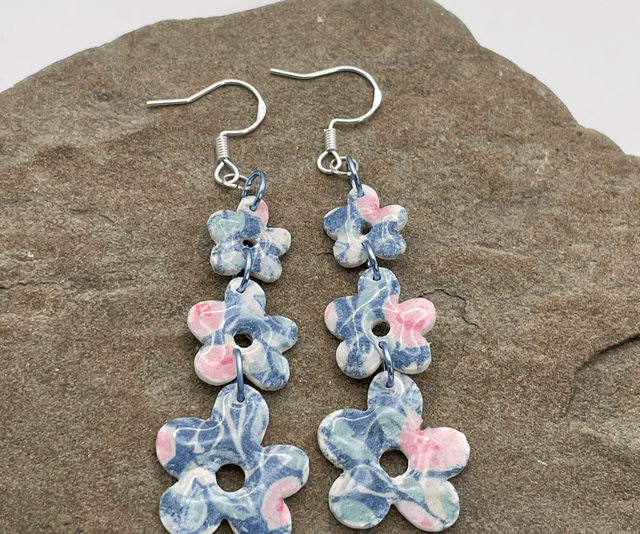 Vintage Triple flower drop earrings