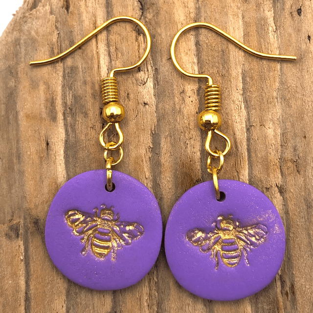 Purple bee earrings 