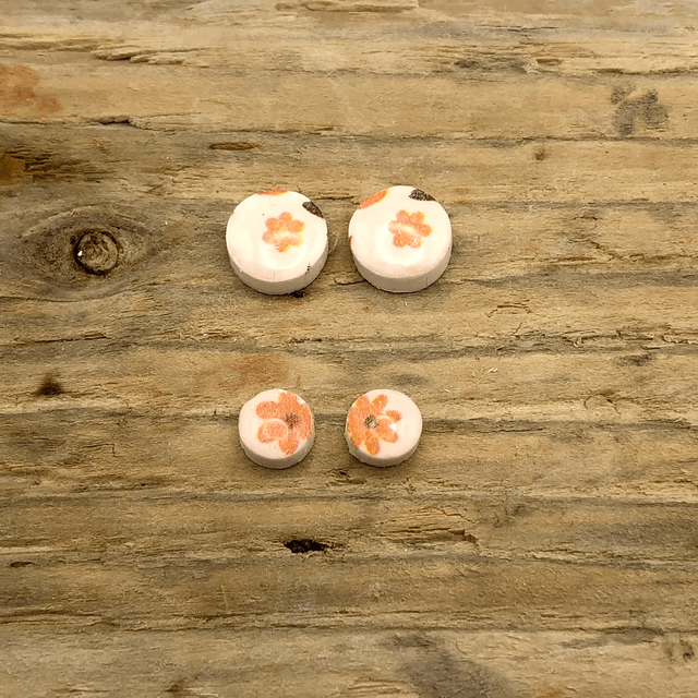 Orange flower large studs