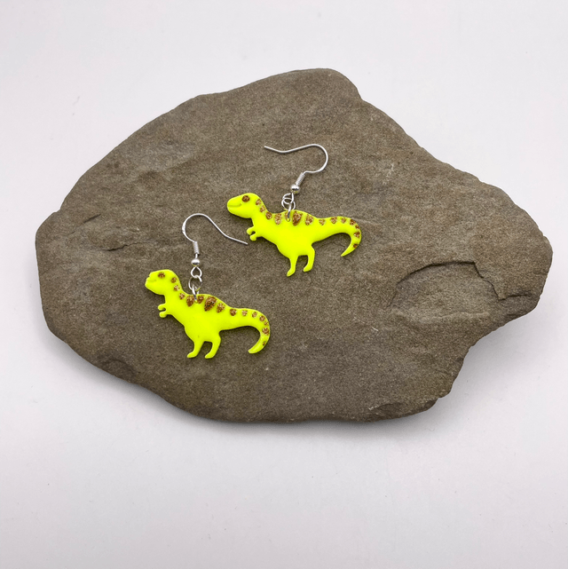 Yellow & gold T-Rex earrings 
