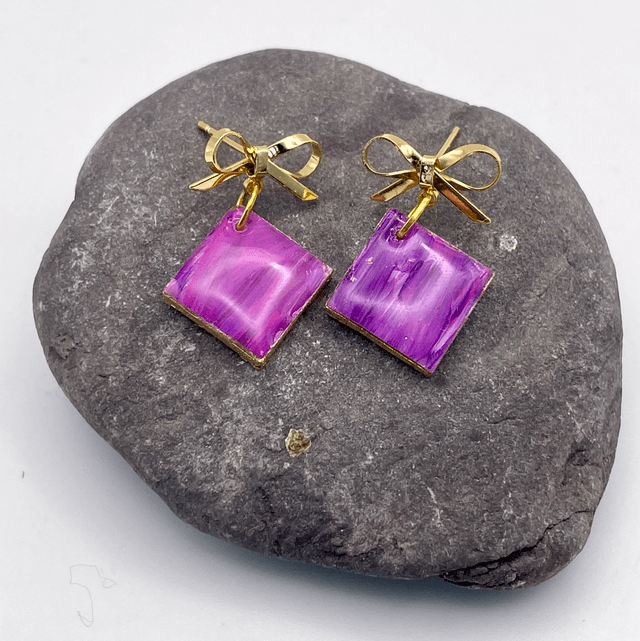 Amethyst bow earrings 