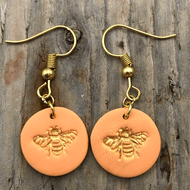 Coral bee earrings 