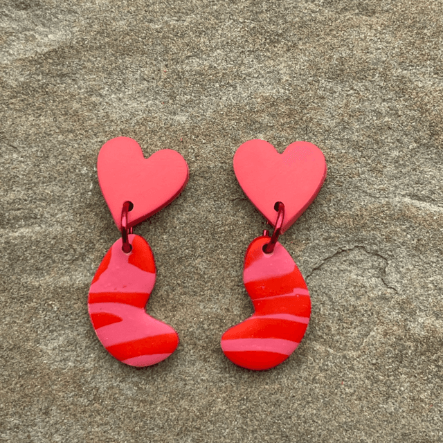 Love heart jelly bean stud drops 