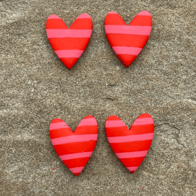 Large stripey heart studs