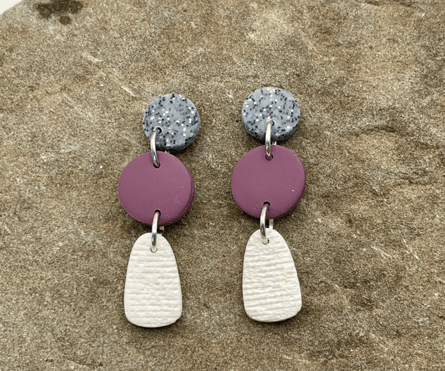Mini plum stone statement earrings