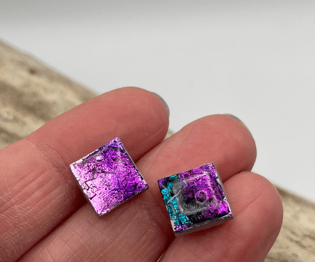 Purple square studs 