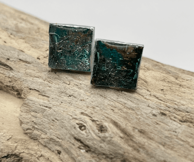 Green square studs