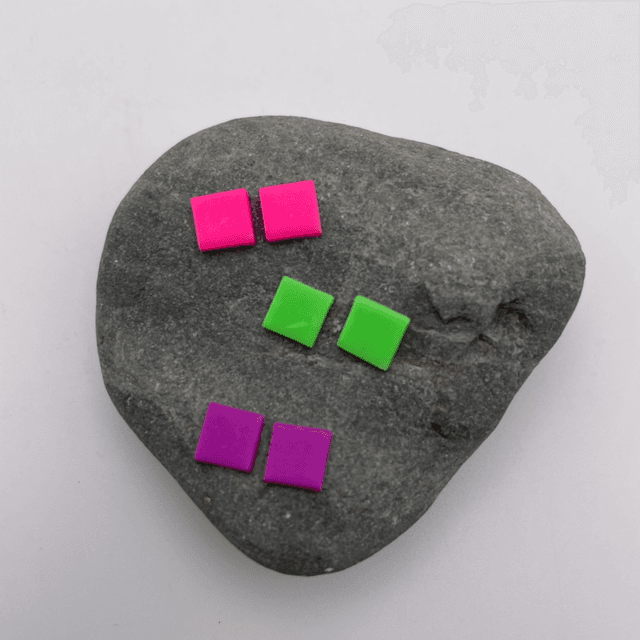 Small pink square studs