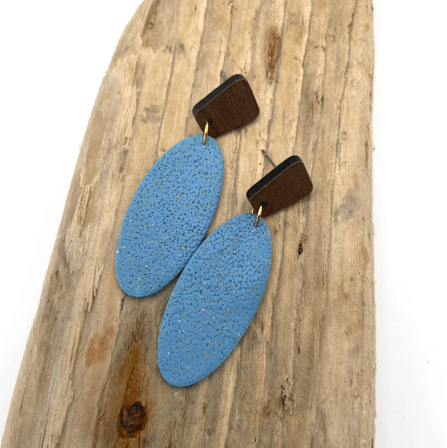 Pumice oval statement earrings