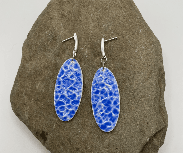 Blue crackle statement danglies 